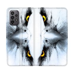 Housse cuir portefeuille Pour Samsung Galaxy A23 5G Animal Aigle Royal Blanc