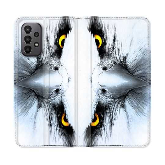 Housse cuir portefeuille Pour Samsung Galaxy A23 5G Animal Aigle Royal Blanc
