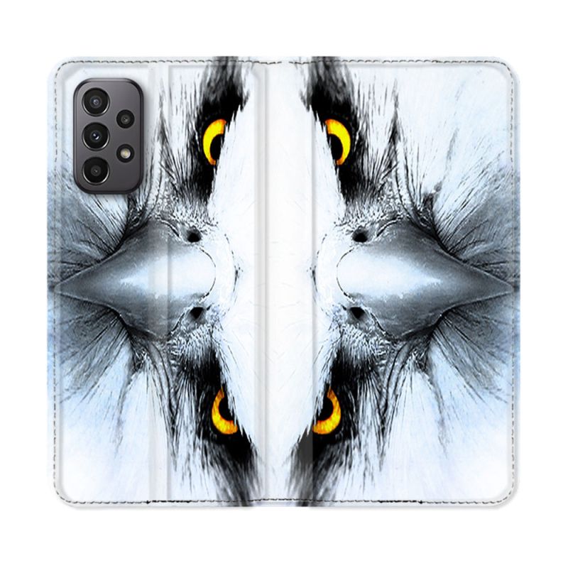 Housse cuir portefeuille Pour Samsung Galaxy A23 5G Animal Aigle Royal Blanc