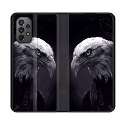 Housse cuir portefeuille Pour Samsung Galaxy A23 5G Animal Aigle Royal Noir