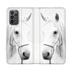 Housse cuir portefeuille Pour Samsung Galaxy A23 5G Animal Cheval Cristal