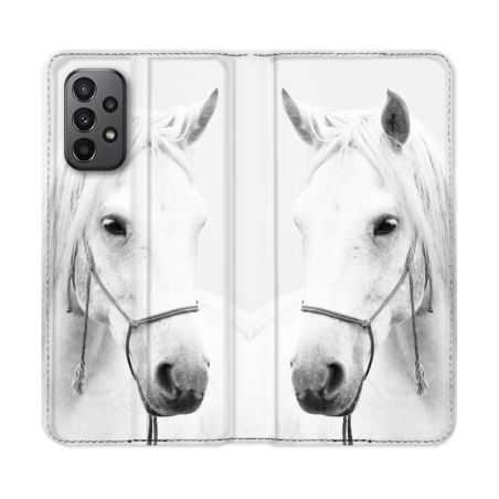 Housse cuir portefeuille Pour Samsung Galaxy A23 5G Animal Cheval Cristal