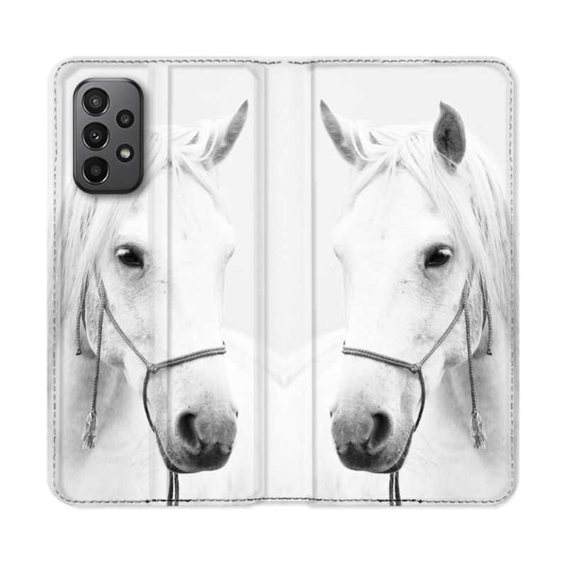 Housse cuir portefeuille Pour Samsung Galaxy A23 5G Animal Cheval Cristal