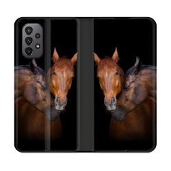 Housse cuir portefeuille Pour Samsung Galaxy A23 5G Animal Cheval Marron