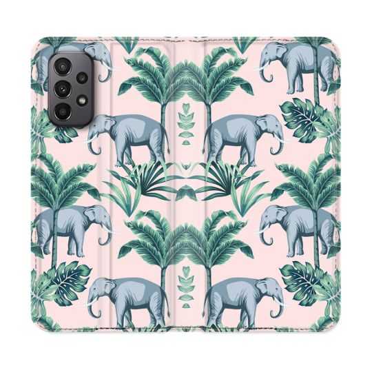 Housse cuir portefeuille Pour Samsung Galaxy A23 5G Animal Elephant Pattern