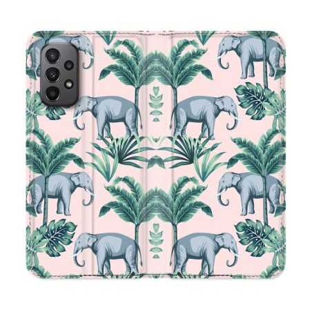 Housse cuir portefeuille Pour Samsung Galaxy A23 5G Animal Elephant Pattern