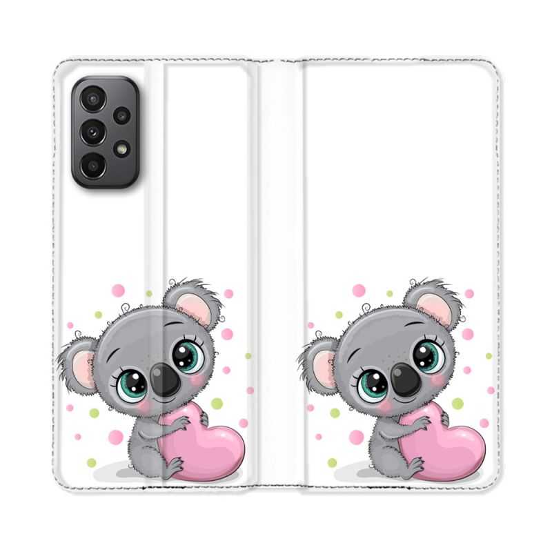 Housse cuir portefeuille Pour Samsung Galaxy A23 5G Animal Koala Cœur