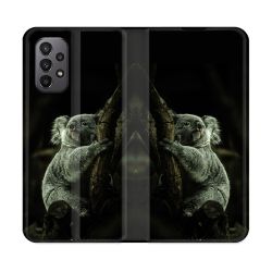 Housse cuir portefeuille Pour Samsung Galaxy A23 5G Animal Koala Noir
