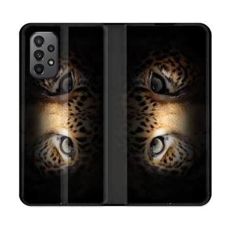 Housse cuir portefeuille Pour Samsung Galaxy A23 5G Animal Leopard Yeux