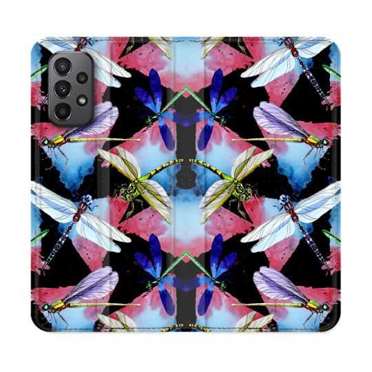 Housse cuir portefeuille Pour Samsung Galaxy A23 5G Animal Libellule