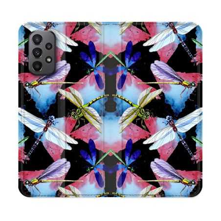 Housse cuir portefeuille Pour Samsung Galaxy A23 5G Animal Libellule