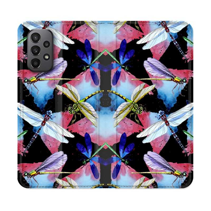 Housse cuir portefeuille Pour Samsung Galaxy A23 5G Animal Libellule