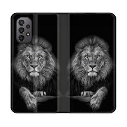 Housse cuir portefeuille Pour Samsung Galaxy A23 5G Animal Lion Majestueux