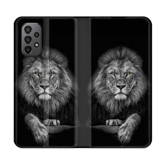 Housse cuir portefeuille Pour Samsung Galaxy A23 5G Animal Lion Majestueux