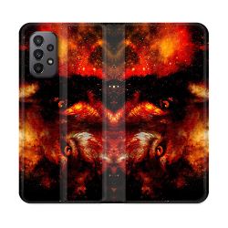 Housse cuir portefeuille Pour Samsung Galaxy A23 5G Animal Loup Espace