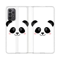 Housse cuir portefeuille Pour Samsung Galaxy A23 5G Animal Panda Blanc