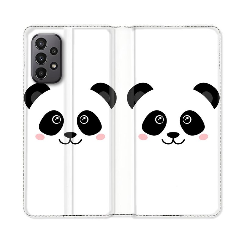 Housse cuir portefeuille Pour Samsung Galaxy A23 5G Animal Panda Blanc