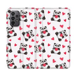 Housse cuir portefeuille Pour Samsung Galaxy A23 5G Animal Panda Cœur