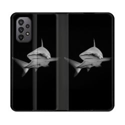 Housse cuir portefeuille Pour Samsung Galaxy A23 5G Animal Requin Sombre