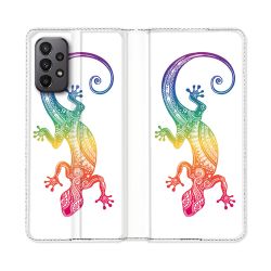 Housse cuir portefeuille Pour Samsung Galaxy A23 5G Animal Salamandre Color