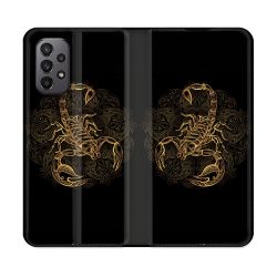Housse cuir portefeuille Pour Samsung Galaxy A23 5G Animal Scorpion Fresque