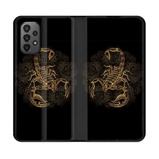 Housse cuir portefeuille Pour Samsung Galaxy A23 5G Animal Scorpion Fresque