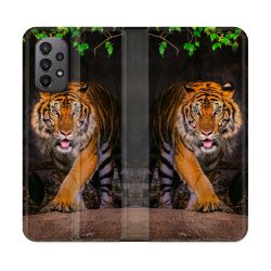 Housse cuir portefeuille Pour Samsung Galaxy A23 5G Animal Tigre Jungle