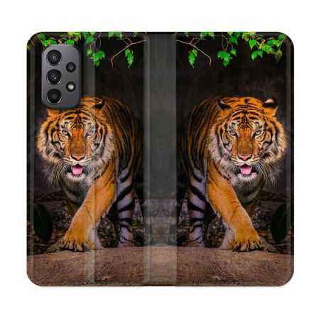 Housse cuir portefeuille Pour Samsung Galaxy A23 5G Animal Tigre Jungle