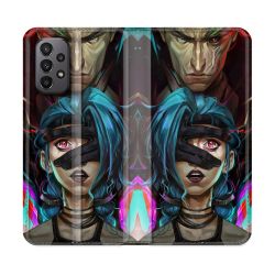 Housse cuir portefeuille Pour Samsung Galaxy A23 5G Arcane Jynx Bleu