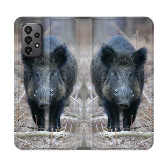 Housse cuir portefeuille Pour Samsung Galaxy A23 5G Chasse Sanglier Pin