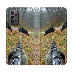 Housse cuir portefeuille Pour Samsung Galaxy A23 5G Chasse Vision Tir
