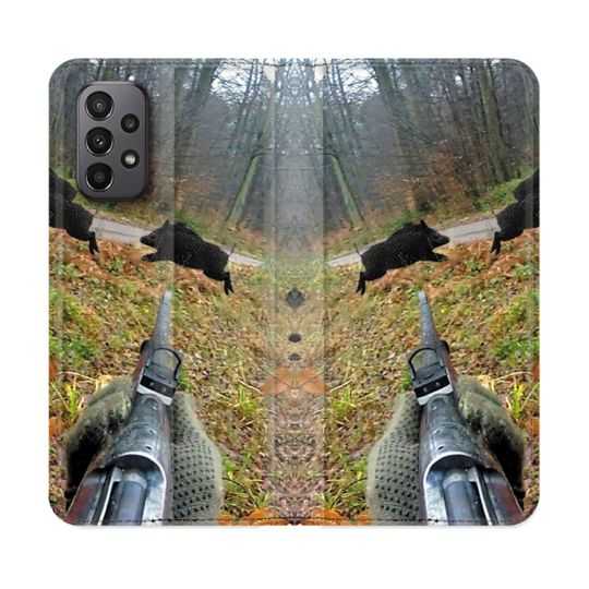 Housse cuir portefeuille Pour Samsung Galaxy A23 5G Chasse Vision Tir