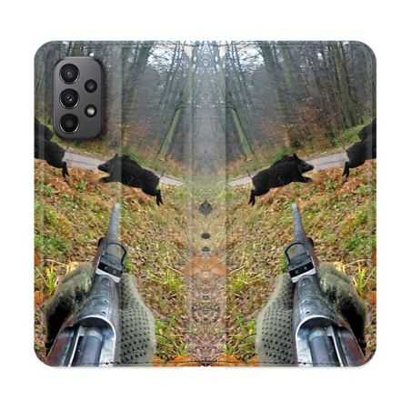 Housse cuir portefeuille Pour Samsung Galaxy A23 5G Chasse Vision Tir