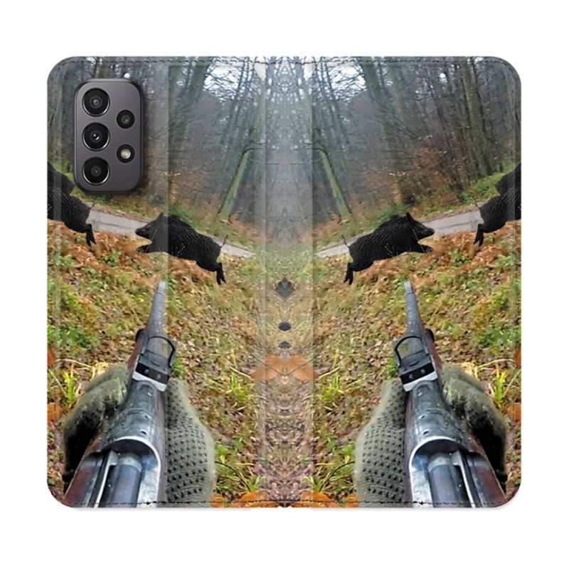 Housse cuir portefeuille Pour Samsung Galaxy A23 5G Chasse Vision Tir