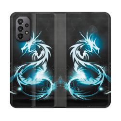 Housse cuir portefeuille Pour Samsung Galaxy A23 5G Fantastique Dragon Bleu