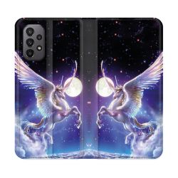 Housse cuir portefeuille Pour Samsung Galaxy A23 5G Fantastique Licorne Céleste