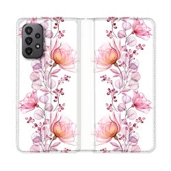 Housse cuir portefeuille Pour Samsung Galaxy A23 5G Fleur Eclosion
