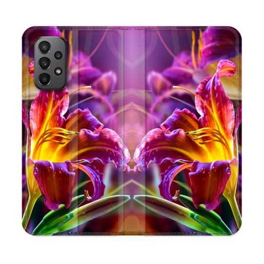 Housse cuir portefeuille Pour Samsung Galaxy A23 5G Fleur Lys Color
