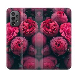 Housse cuir portefeuille Pour Samsung Galaxy A23 5G Fleur Pivoine