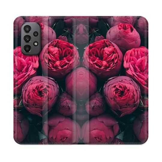 Housse cuir portefeuille Pour Samsung Galaxy A23 5G Fleur Pivoine