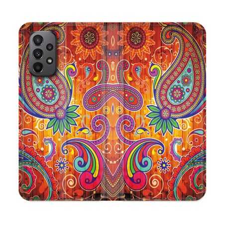 Housse cuir portefeuille Pour Samsung Galaxy A23 5G Fleur Psychedelic