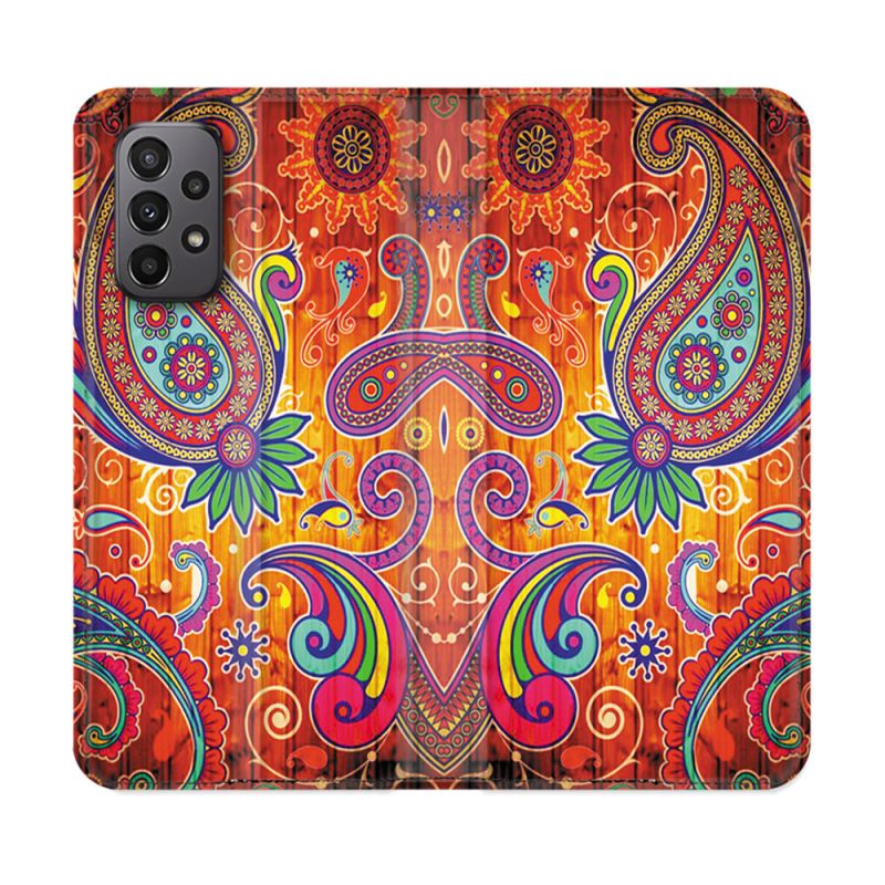 Housse cuir portefeuille Pour Samsung Galaxy A23 5G Fleur Psychedelic