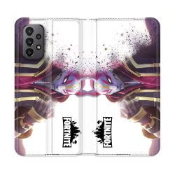 Housse cuir portefeuille Pour Samsung Galaxy A23 5G Fortnite Blanc