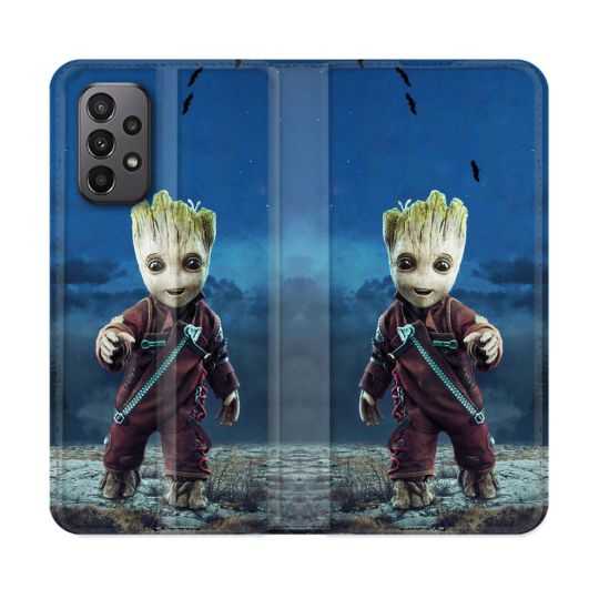 Housse cuir portefeuille Pour Samsung Galaxy A23 5G Groot Bleu