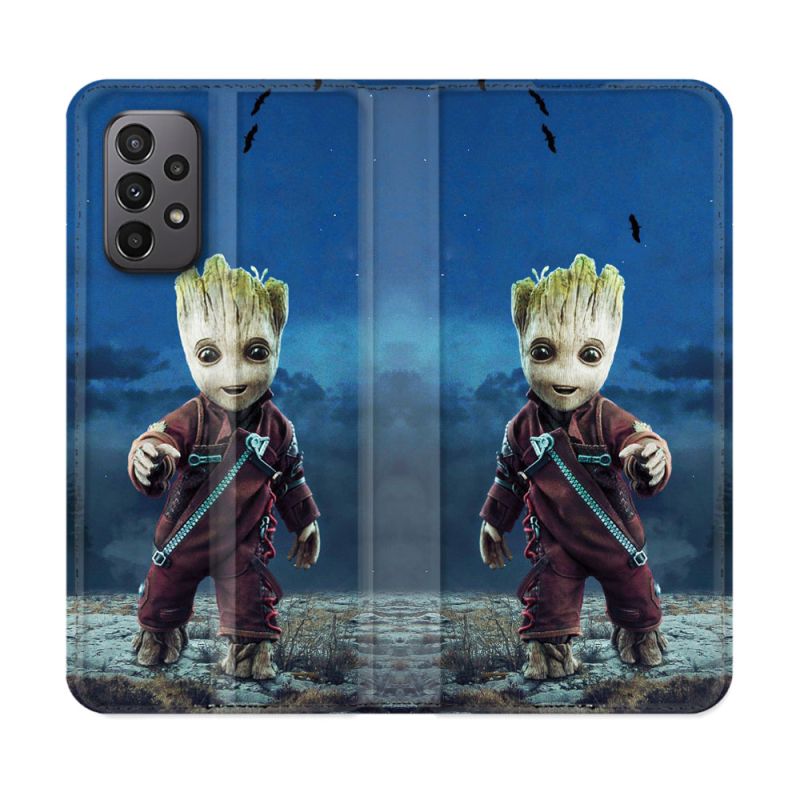 Housse cuir portefeuille Pour Samsung Galaxy A23 5G Groot Bleu