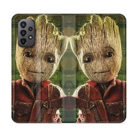 Housse cuir portefeuille Pour Samsung Galaxy A23 5G Groot Vert