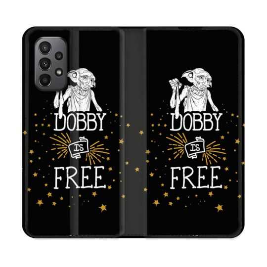 Housse cuir portefeuille Pour Samsung Galaxy A23 5G Harry Potter Dobby Free Noir