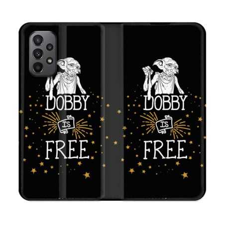 Housse cuir portefeuille Pour Samsung Galaxy A23 5G Harry Potter Dobby Free Noir