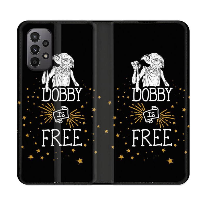 Housse cuir portefeuille Pour Samsung Galaxy A23 5G Harry Potter Dobby Free Noir