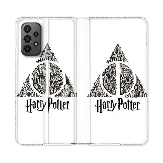Housse cuir portefeuille Pour Samsung Galaxy A23 5G Harry Potter Hollows triangle Blanc